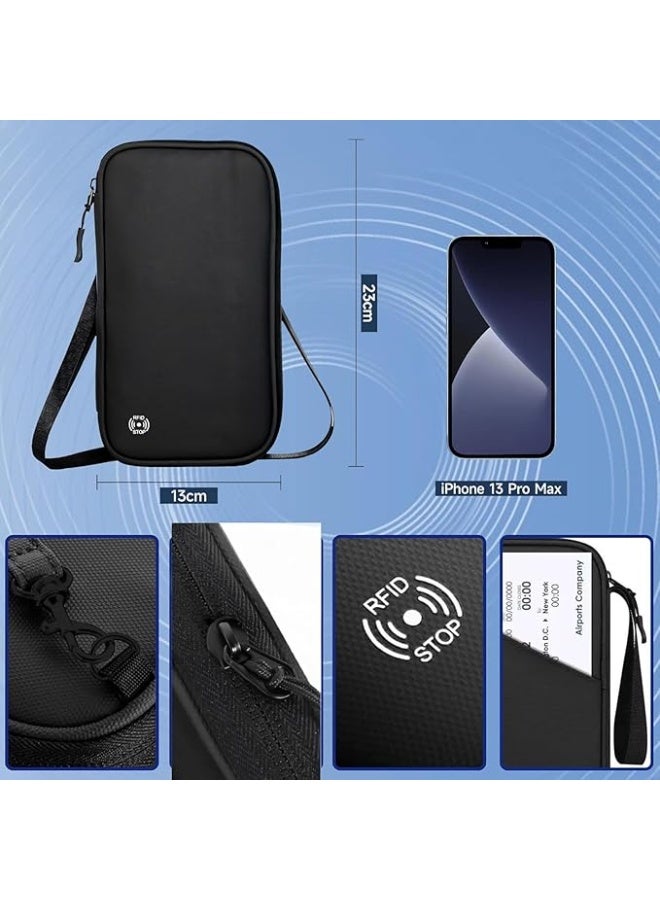 Travel Wallet Passport Holder, Family Passport Holder with RFID Blocking, Portable and Foldable Unisex Travel Essentials,Waterproof Used for Money, Flight Tickets Credit Card, Men and Women - Image 3