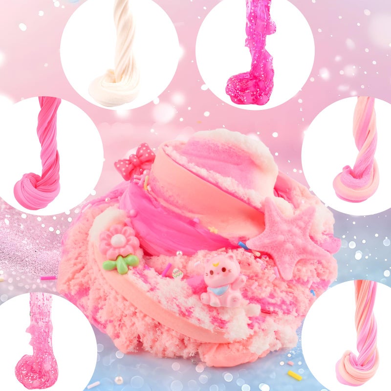 Rowecvce 6 Pack Slimes Kit, Pink Slime Kids, Cloud Butter & Clear Slime, Party Favors, Toys for Girls Boys Ages 8-12, Goodie Bag Stuffers,9-10 Year Old Girls Birthday Gift Ideas Cute Stuff - Image 4