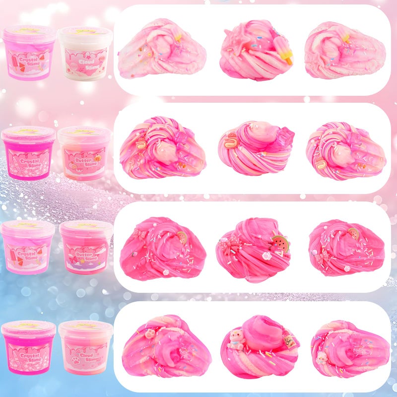 Rowecvce 6 Pack Slimes Kit, Pink Slime Kids, Cloud Butter & Clear Slime, Party Favors, Toys for Girls Boys Ages 8-12, Goodie Bag Stuffers,9-10 Year Old Girls Birthday Gift Ideas Cute Stuff - Image 5