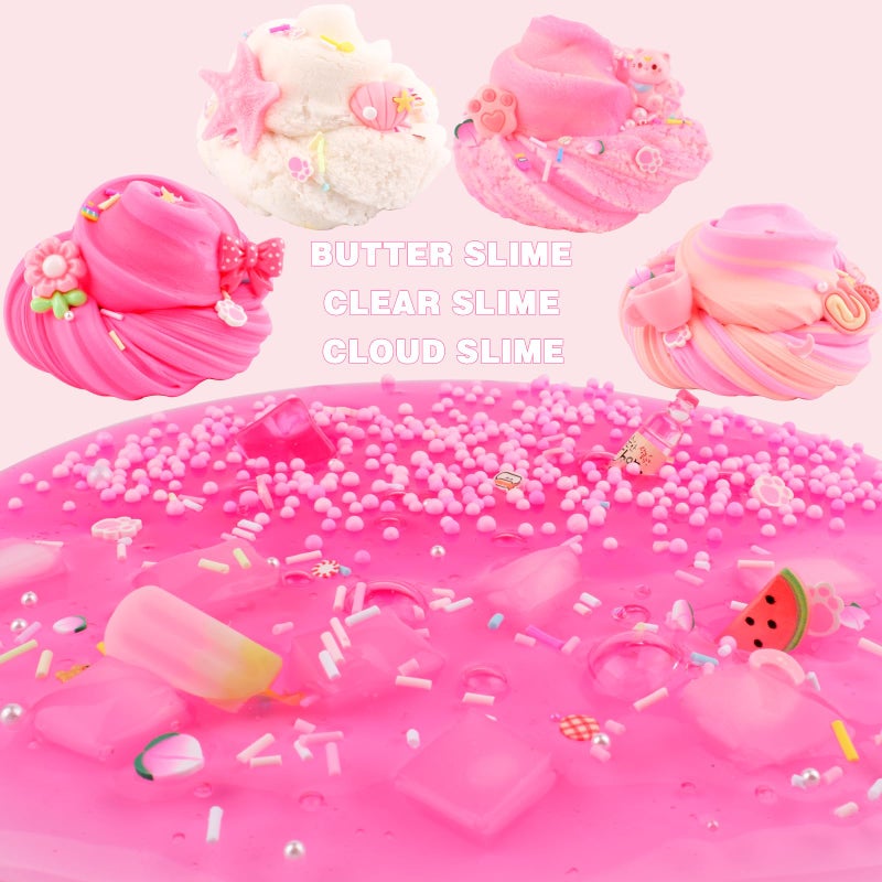 Rowecvce 6 Pack Slimes Kit, Pink Slime Kids, Cloud Butter & Clear Slime, Party Favors, Toys for Girls Boys Ages 8-12, Goodie Bag Stuffers,9-10 Year Old Girls Birthday Gift Ideas Cute Stuff - Image 2