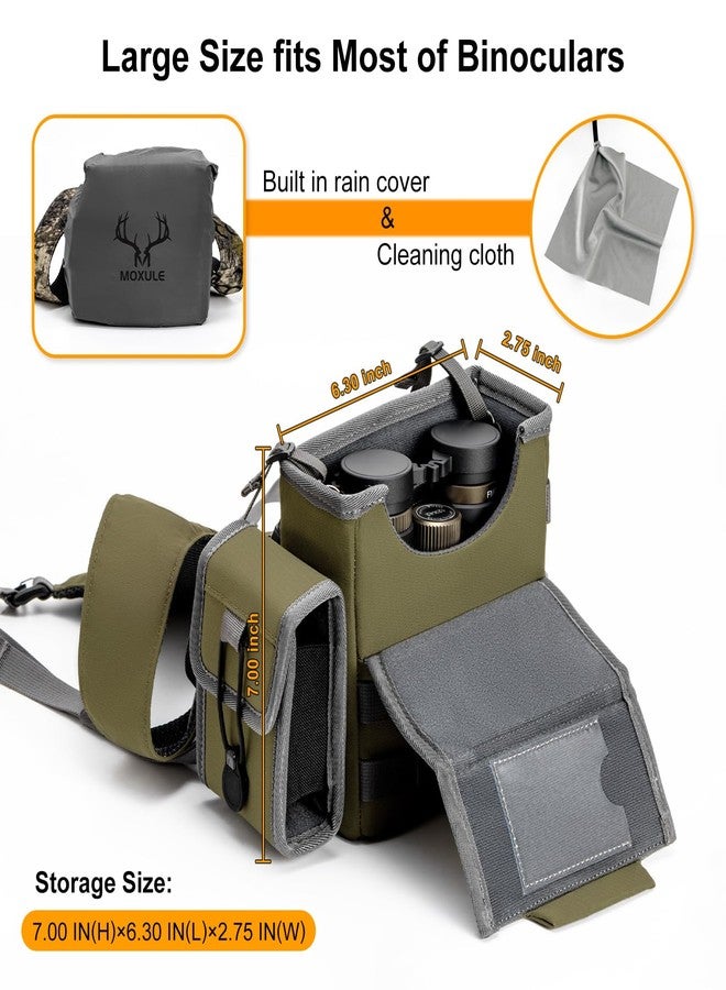 MOXULE Binocular Harness Chest Pack - Bino Case with Rangefinder Pocket and Waterproof Cover for Hunting Hiking Birdwatching Green - Image 4