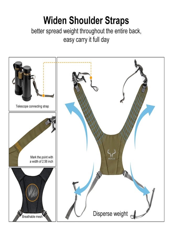 MOXULE Binocular Harness Chest Pack - Bino Case with Rangefinder Pocket and Waterproof Cover for Hunting Hiking Birdwatching Green - Image 5