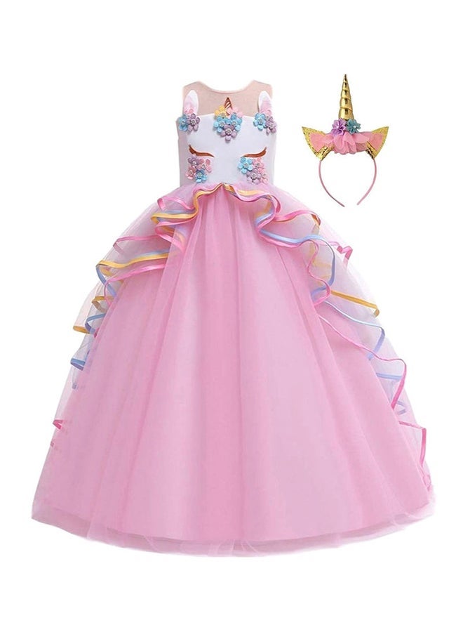 Arabest Unicorn Princess Costume Birthday Pageant Party Dance Performance Fancy Dress Up Outfit 4 - 5 Years - Image 1