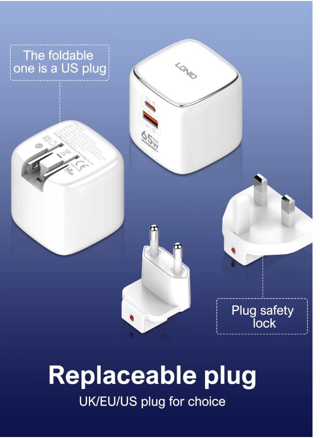 LDNIO - 65W PD&QC U.S. Socket Multi-Adapter Fast Charger - Image 1