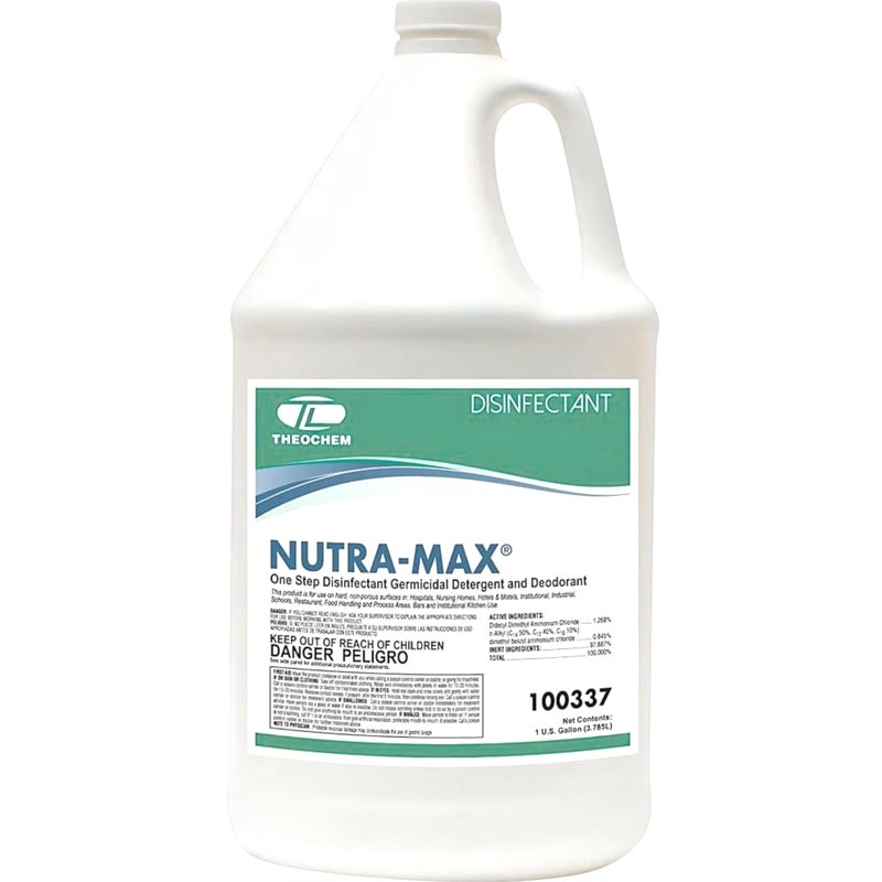 Theochem Nutra-Max Hospital Grade Disinfectant, EPA List N & G, Kills 99.9% Viruses & Bacteria, 1:32 Concentrate Makes 32 Gallons, Commercial Multi-Surface Cleaner For Home - Image 1
