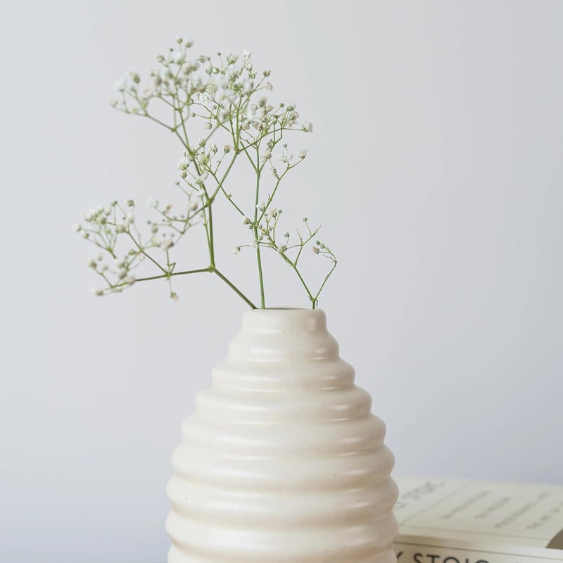 Bliss Hohm Ceramic Ring Vase Ceramic Flower Vase Office Living Room Bedroom Table Top Decorative Items Home Decor Centerpiece Bottle Vase Showpiece Gift Items White  - Image 5