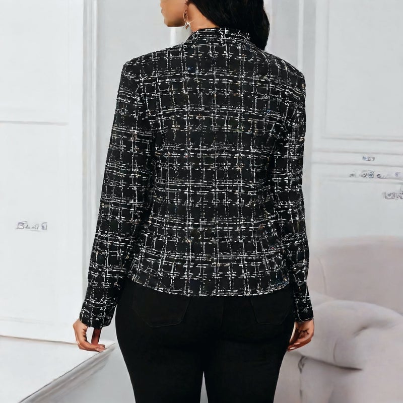 Women's Slim Fit Plaid Print Blazer Jacket - Image 2