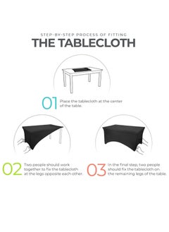 Premify Kitchen Spandex Table Cloth 2 Pack [6FT, White] Tight Universal Fitted, Washable and Wrinkle Resistant Stretch Rectangular Patio Table Cover for Event, Wedding,Banquet & Parties Tablecloth  - Image 2