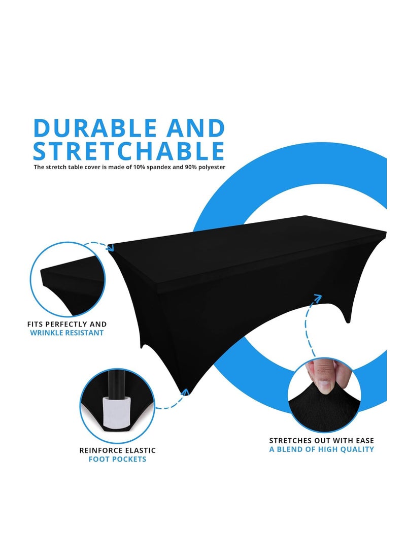 Premify Kitchen Spandex Table Cloth 2 Pack [6FT, White] Tight Universal Fitted, Washable and Wrinkle Resistant Stretch Rectangular Patio Table Cover for Event, Wedding,Banquet & Parties Tablecloth - Image 3