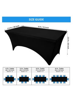 Premify Kitchen Spandex Table Cloth 2 Pack [6FT, White] Tight Universal Fitted, Washable and Wrinkle Resistant Stretch Rectangular Patio Table Cover for Event, Wedding,Banquet & Parties Tablecloth  - Image 4