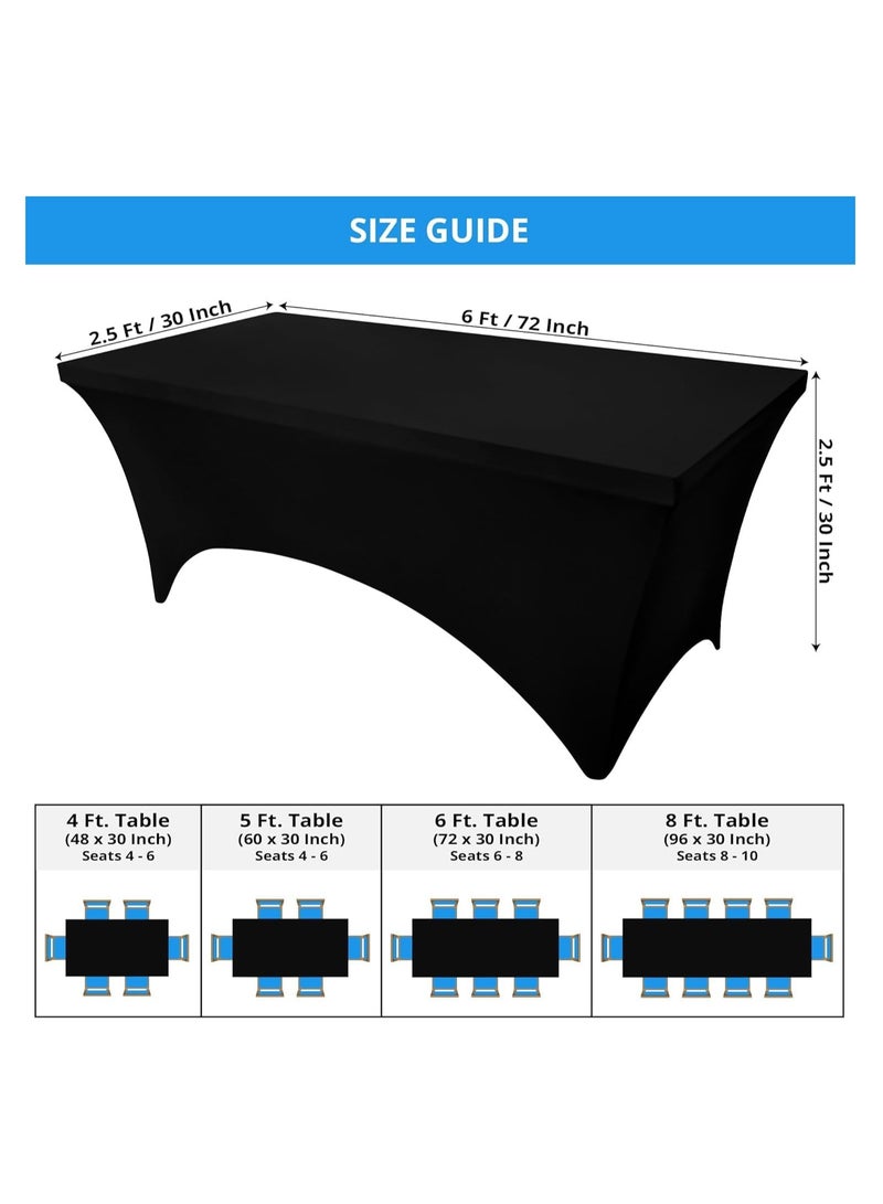 Premify Kitchen Spandex Table Cloth 2 Pack [6FT, White] Tight Universal Fitted, Washable and Wrinkle Resistant Stretch Rectangular Patio Table Cover for Event, Wedding,Banquet & Parties Tablecloth - Image 4