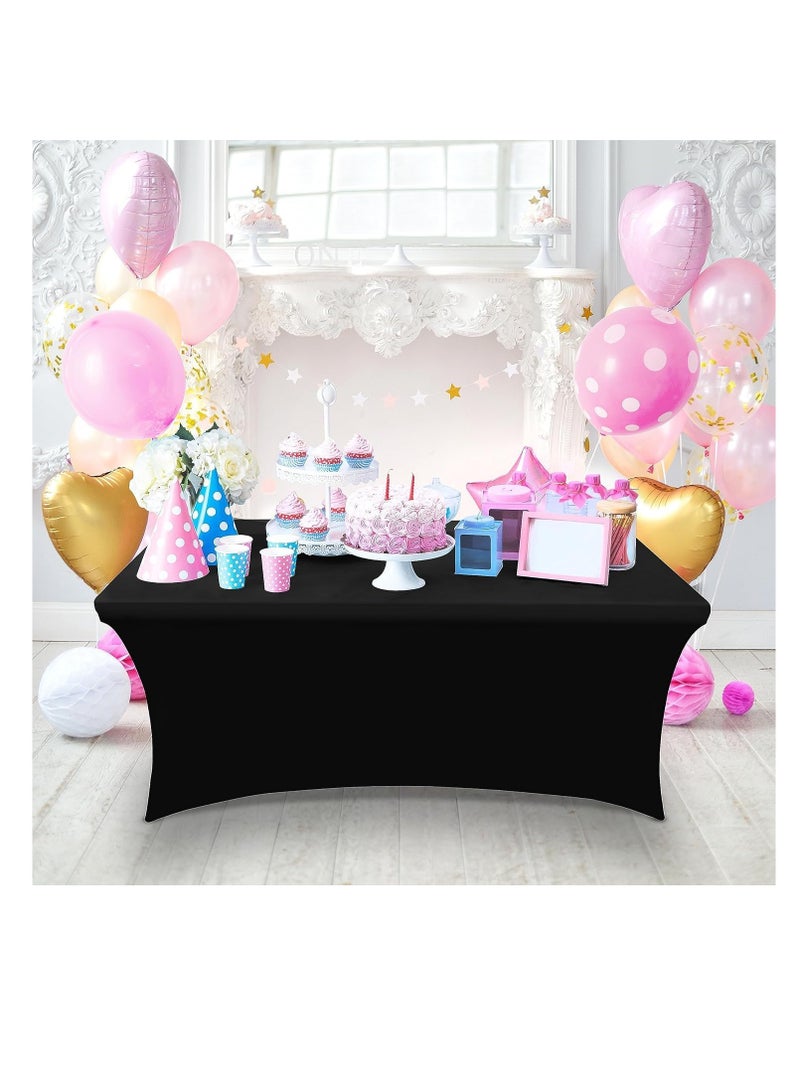 Premify Kitchen Spandex Table Cloth 2 Pack [6FT, White] Tight Universal Fitted, Washable and Wrinkle Resistant Stretch Rectangular Patio Table Cover for Event, Wedding,Banquet & Parties Tablecloth - Image 5