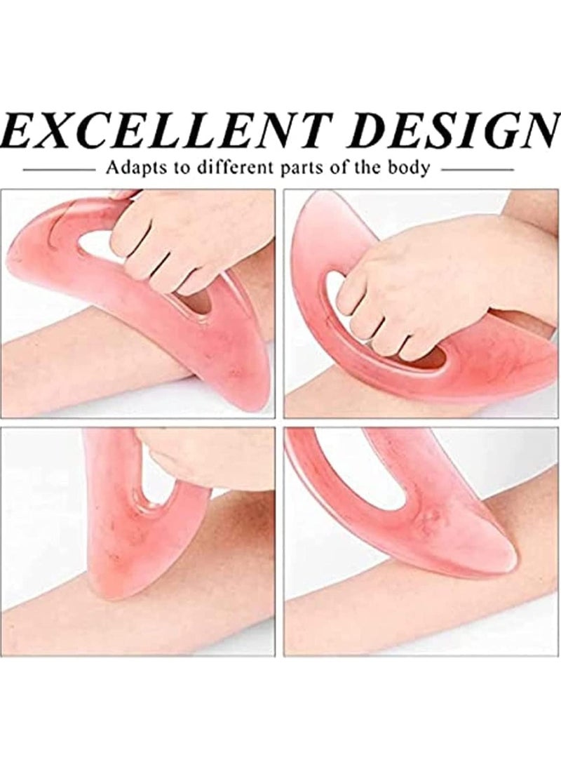 Generic Gua Sha Massage Tool Large Gua Sha Set with Hand Grip Resin Guasha Board Muscle Scraping Massage Tools Body Facial Sculpting Anti Cellulite SPA Tools for Man and Women (Pink)  - Image 2