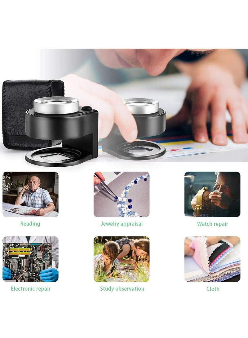 Excefore 60x Coin Magnifier, Rechargeable Portable USB 6 Lights Metal UV Magnifying with Ptical Glass Lens Scale for Jewelry, Textile, Gems, Stamps, Coins and Plants - Image 5