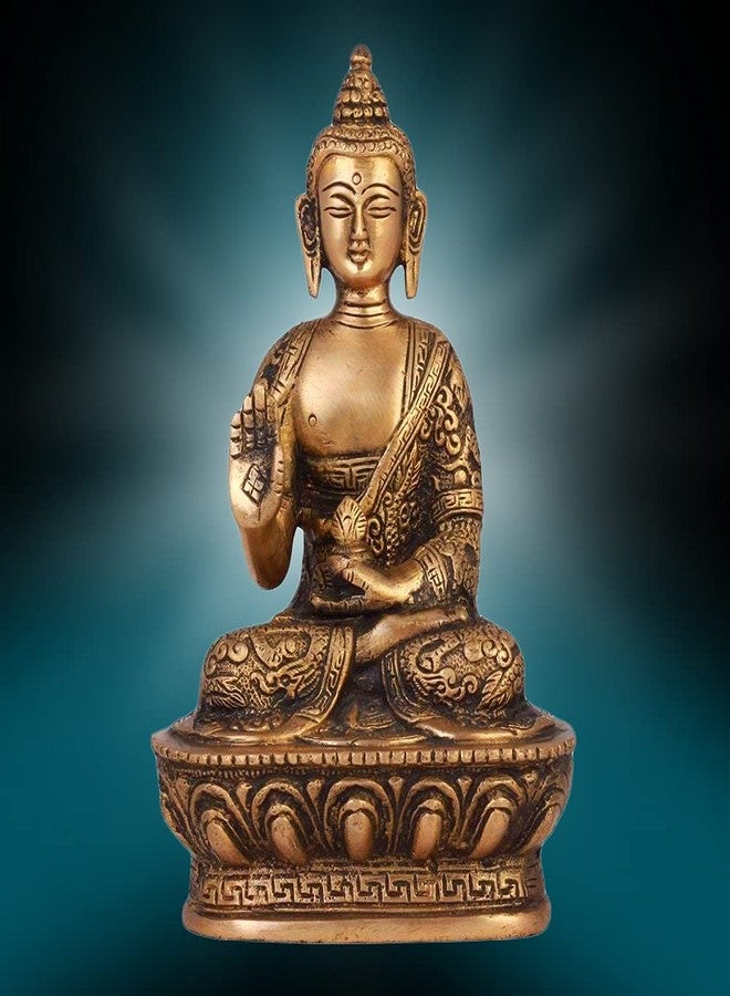 ARTVARKO Brass Buddha Statue Gautam Buddha Idol for Home Decor Vaastu Feng Shui Religious Gift 7 Inch, Pack of 1, - Image 1