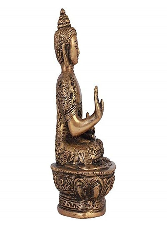 ARTVARKO Brass Buddha Statue Gautam Buddha Idol for Home Decor Vaastu Feng Shui Religious Gift 7 Inch, Pack of 1, - Image 4