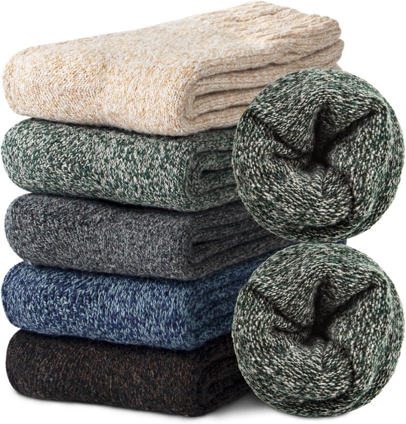 YSense Womens Wool Socks, Winter Boot Socks Stocking Stuffers Gifts for Women Men Warm Crew for Hiking - Image 2