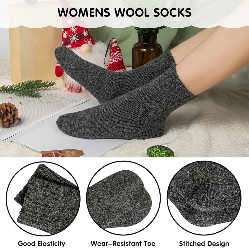 YSense Womens Wool Socks, Winter Boot Socks Stocking Stuffers Gifts for Women Men Warm Crew for Hiking - Image 4