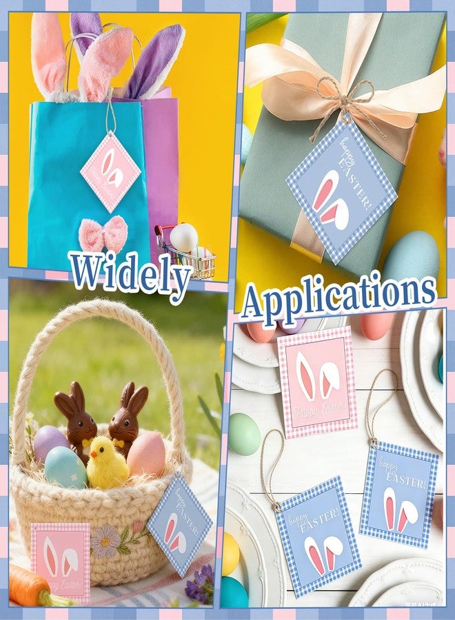 ForraFun 120 Pcs Happy Easter Gift Tags with Strings Colorful Easter Bunny Hanging Paper Tags Spring Cute Rabbit Basket Name Labels for Holiday Decoration Spring DIY Crafts Wrapping Party Favor - Image 5