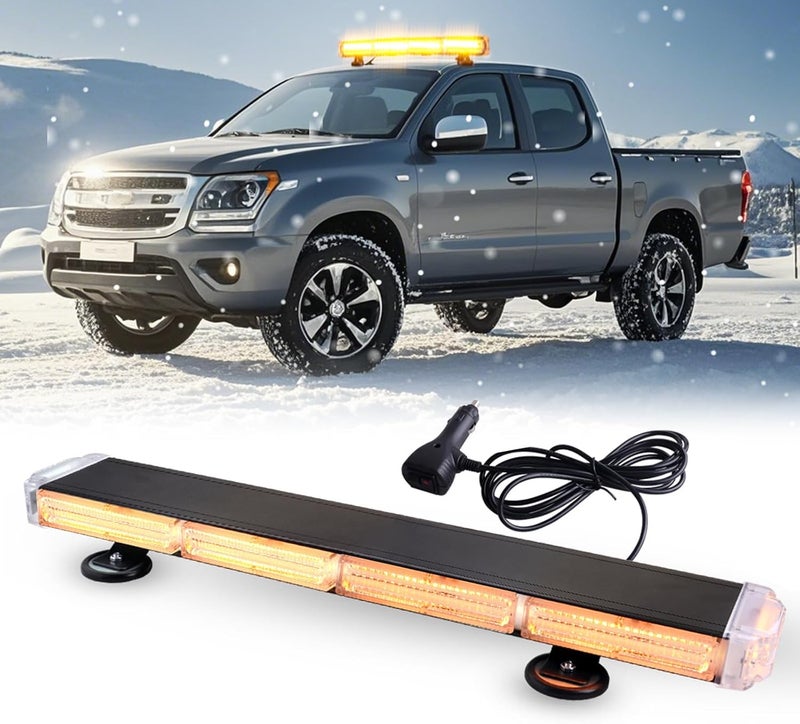Nrgedzam 138 LED Roof Top Strobe Light - Amber Emergency Flashing Light Bar with Magnetic Base for Trucks and Construction Vehicles - Image 1