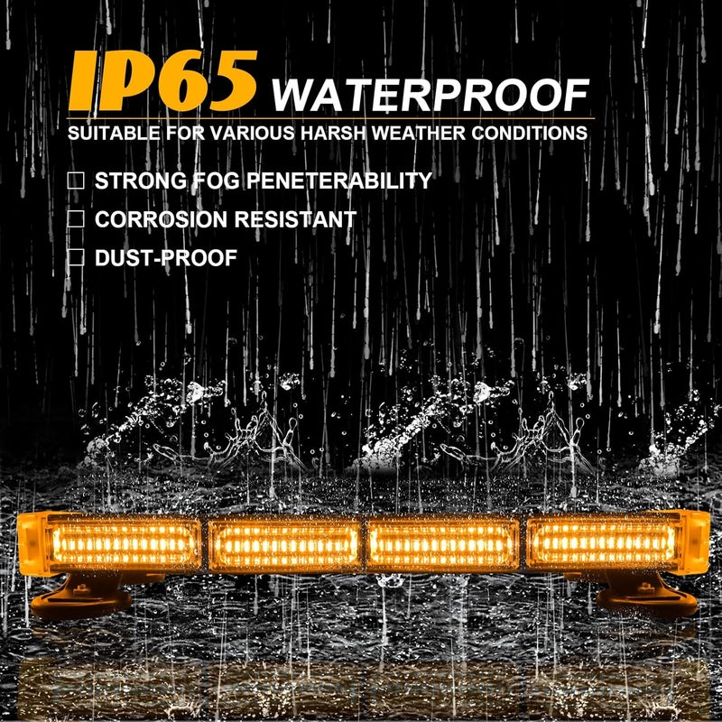 Nrgedzam 138 LED Roof Top Strobe Light - Amber Emergency Flashing Light Bar with Magnetic Base for Trucks and Construction Vehicles - Image 4