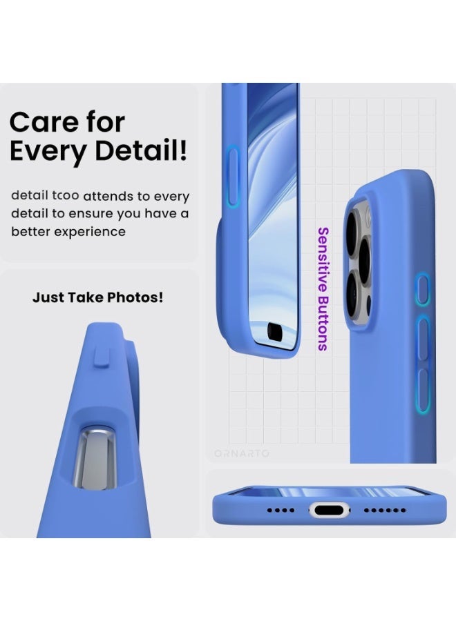 جراب متوافق مع iPhone 13 Pro Max مقاس 6.7 بوصة، جراب هاتف نحيف من السيليكون السائل مكون من 4 طبقات من المطاط الناعم المقاوم للصدمات مع بطانة من الألياف الدقيقة المضادة للخدش (أزرق سماوي) - Image 3