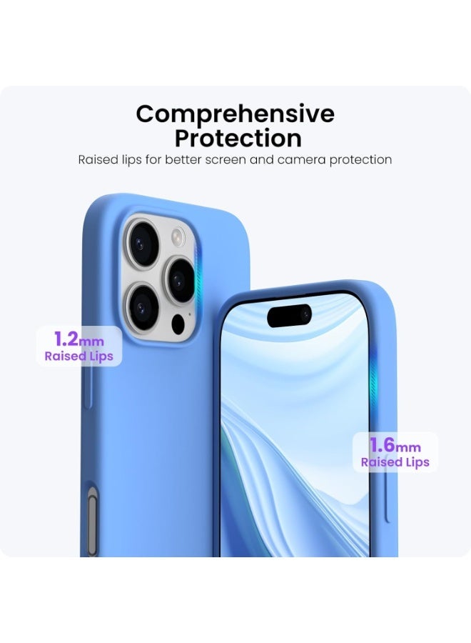 جراب متوافق مع iPhone 13 Pro Max مقاس 6.7 بوصة، جراب هاتف نحيف من السيليكون السائل مكون من 4 طبقات من المطاط الناعم المقاوم للصدمات مع بطانة من الألياف الدقيقة المضادة للخدش (أزرق سماوي) - Image 2