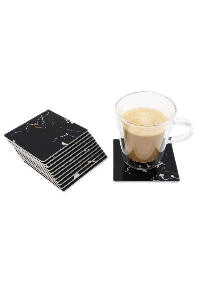 EZ Life Designer High Class Nero Portoro Black Marble Tile 12 Coaster Set - Square - Placemat for Hot & Cold Drinks - Bowl & Tea Cup Dining, Cocktail Table Décor - Dining Table Accessory Coasters - Image 3