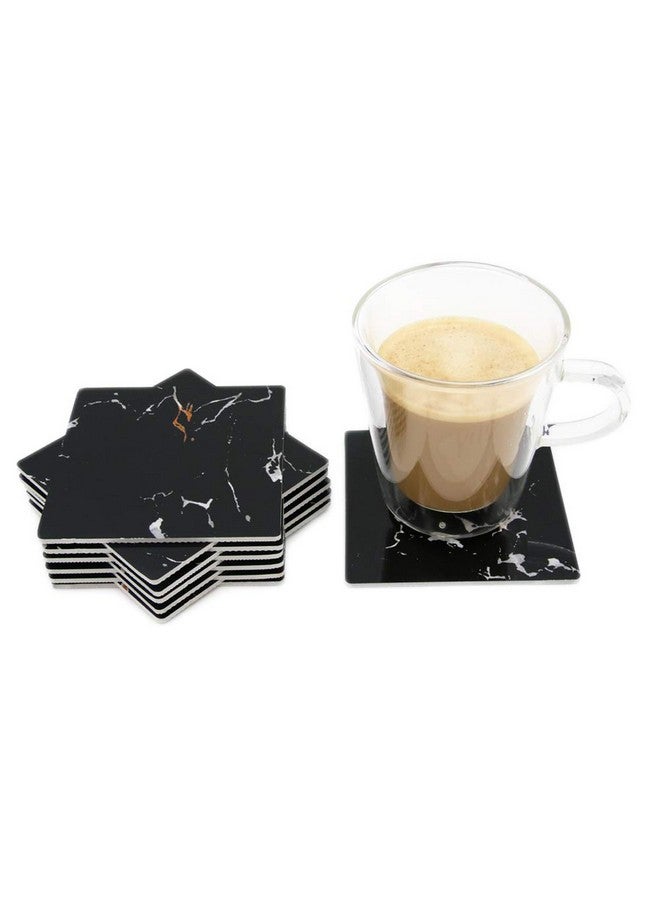 EZ Life Designer High Class Nero Portoro Black Marble Tile 12 Coaster Set - Square - Placemat for Hot & Cold Drinks - Bowl & Tea Cup Dining, Cocktail Table Décor - Dining Table Accessory Coasters - Image 2