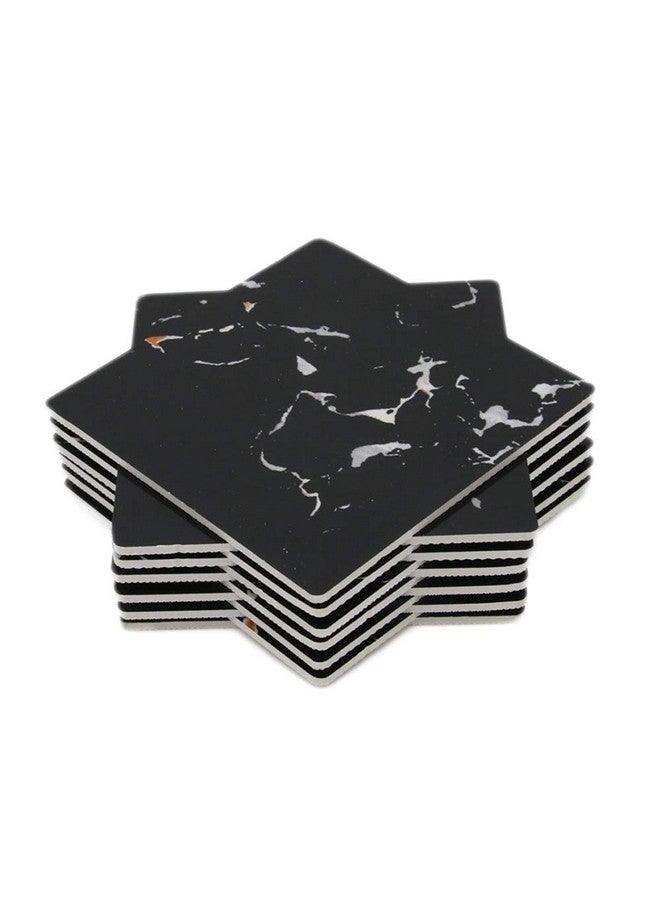 EZ Life Designer High Class Nero Portoro Black Marble Tile 12 Coaster Set - Square - Placemat for Hot & Cold Drinks - Bowl & Tea Cup Dining, Cocktail Table Décor - Dining Table Accessory Coasters - Image 1