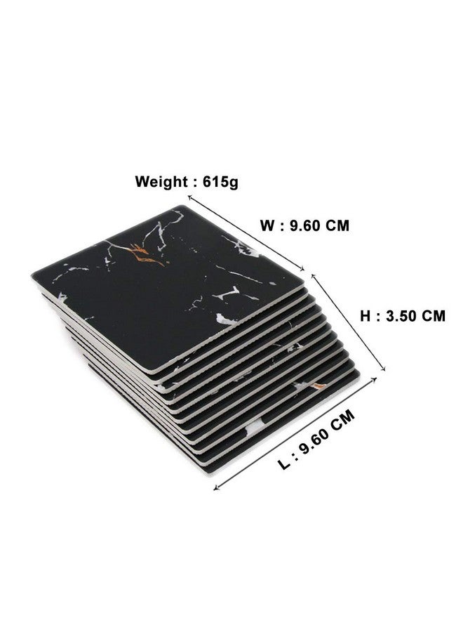 EZ Life Designer High Class Nero Portoro Black Marble Tile 12 Coaster Set - Square - Placemat for Hot & Cold Drinks - Bowl & Tea Cup Dining, Cocktail Table Décor - Dining Table Accessory Coasters - Image 4