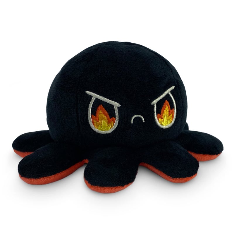TeeTurtle Reversible Octopus Plushie 4Inch Angry Red Rage Black TwoSided Flip Plush Toy with Embroidered Details Cute Mini Collectible Plush for Kids Teens and Adults - Image 2