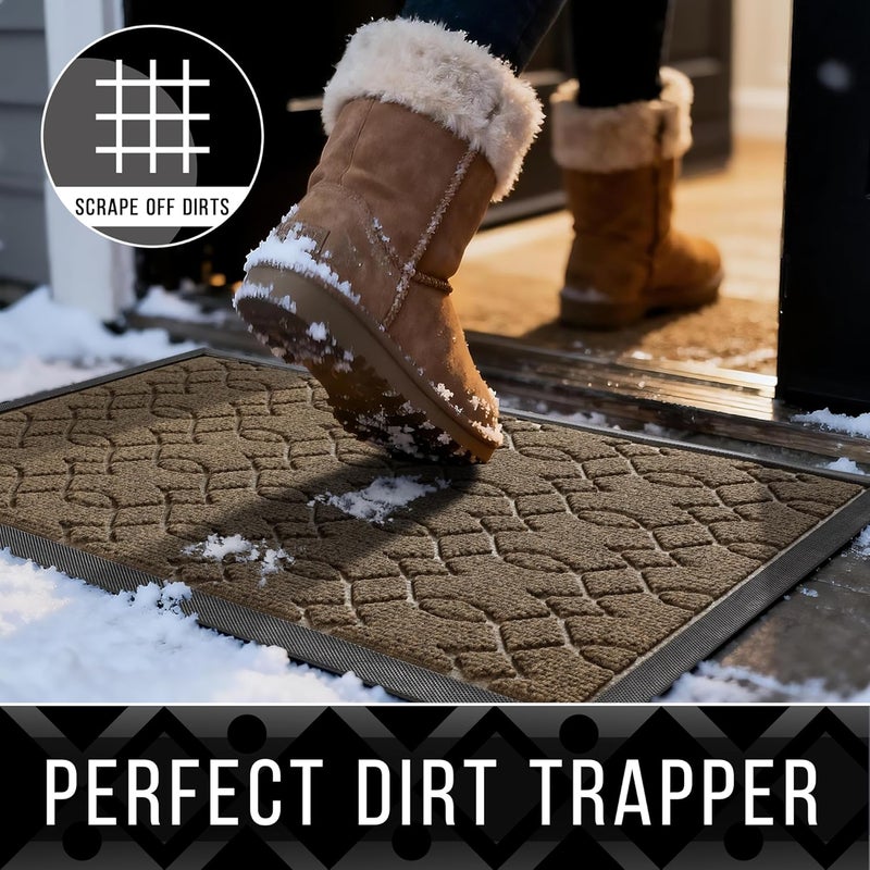 Yimobra Front Door Mats, Heavy Duty Water Absorbent Mud Resistant Easy Clean Entry Outdoor Indoor Rugs,Non Slip Backing, Exterior Mats for Outside Patio Porch Farmhouse, 36 x 24, Brown - Image 3