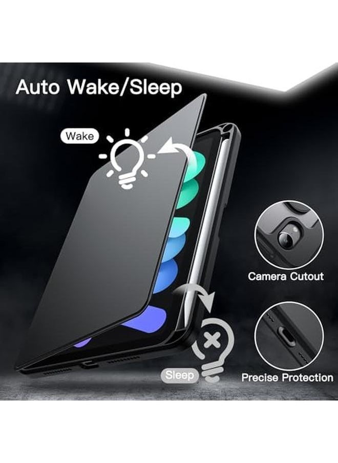 Jetech - Rotating Case For Ipad Mini A17 Pro 2024 Model 7Th Generation Mini 6 2021 Model 6Th Generation 360 Degree Rotation Protective Stand Cover Clear Back Auto Wake Sleep Black - Image 1
