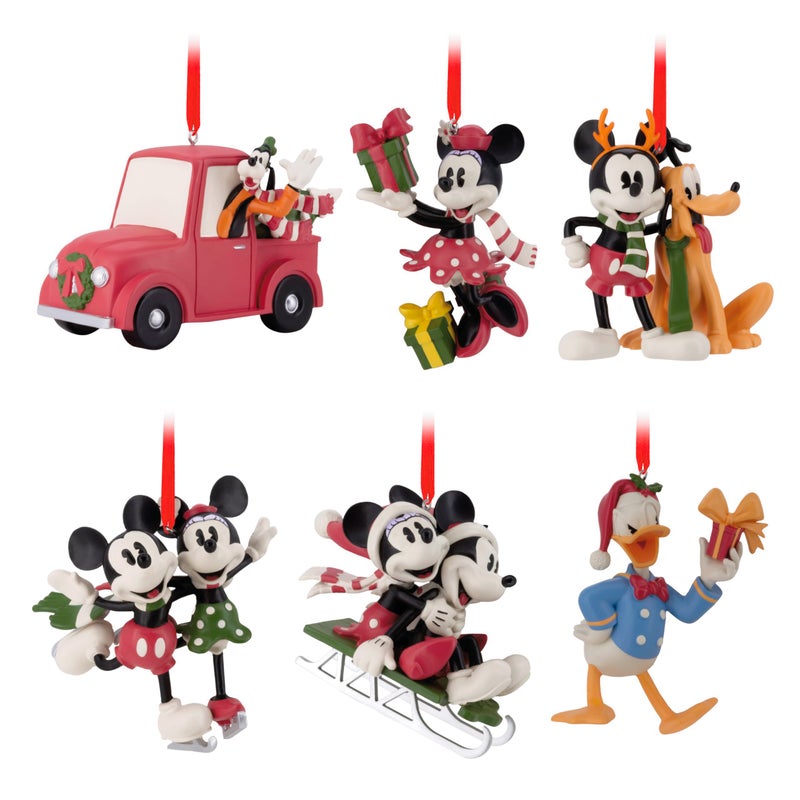 Hallmark Disney Mickey Mouse and Friends Christmas Ornaments  Set of 6 - Image 1