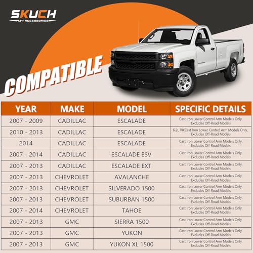 SKUCH 4X4 ACCESSORIES Front End 12pc Suspension Kit for 2007-2013 Chevy Silverado 1500 Suburban Yukon Sierra XL 1500 Tahoe Escalade EXT ESV 2 Upper Control Arms 2 Sway Bars 4 Tie Rods 2 Lower Ball Joints 2 Boots(12pc Set) - Image 2