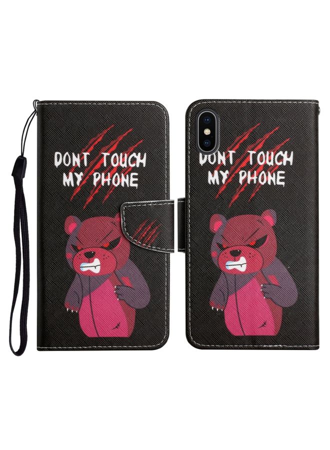BGM Case Cover For iPhone X / XS Painted Pattern Horizontal Flip Leather Case with Holder & Card Slot & Wallet Red Bear