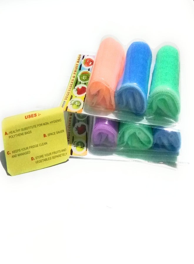 dannu Fridge Bags for Fruits and Vegetables with Zip (Set of 3, Multicolor) = 9 Pieces - Image 3