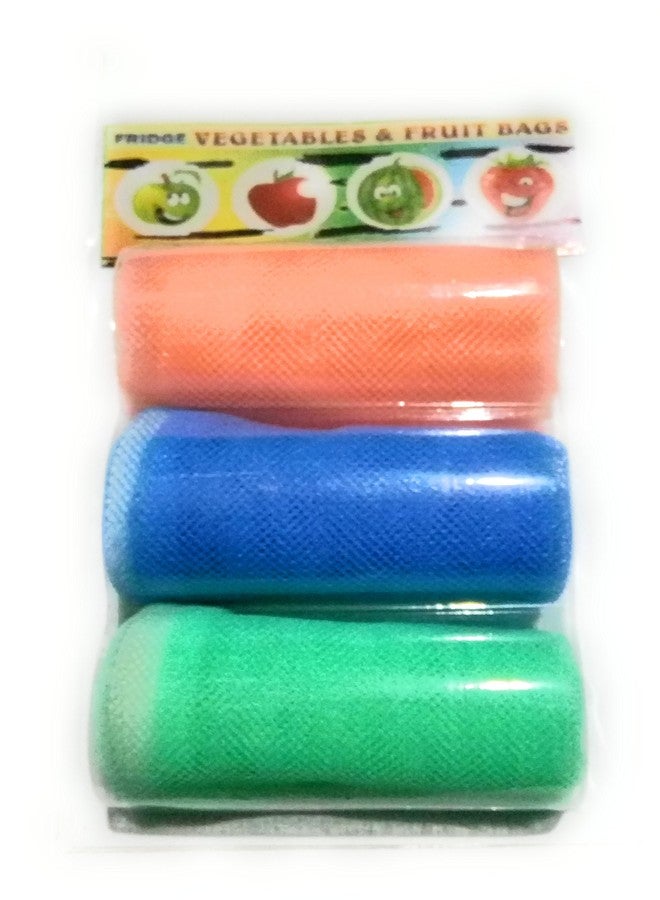 dannu Fridge Bags for Fruits and Vegetables with Zip (Set of 3, Multicolor) = 9 Pieces - Image 2