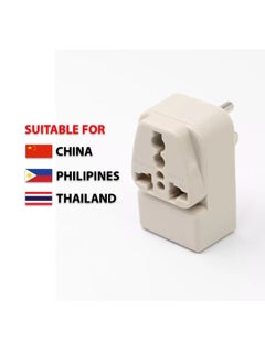 WONPRO Wonpro Universal Adaptor(Dual socket), Rated 10A 250V Compact Size Travel Adapter with Universal Receptacle - Can Accept Different Plug Worldwide) Plug Suitable for Philippines, China, Thailand 
