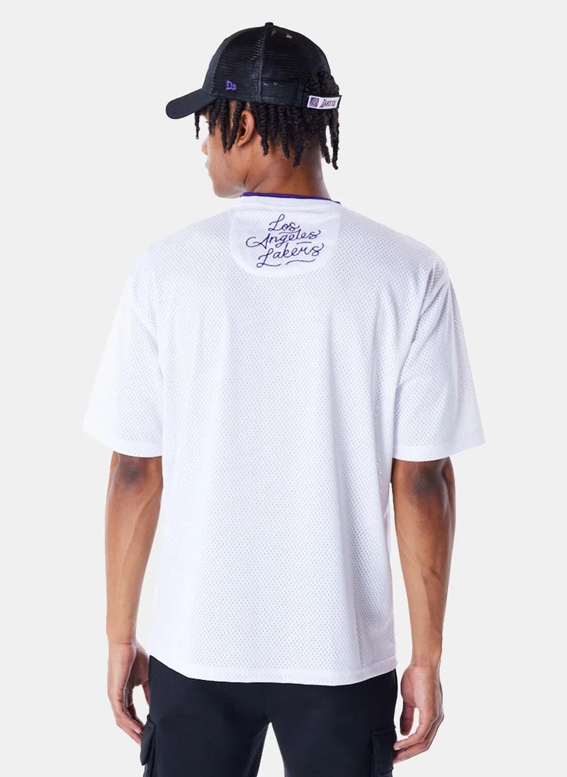 NEW ERA Men's NBA Los Angeles Lakers Patch Mesh T-Shirt