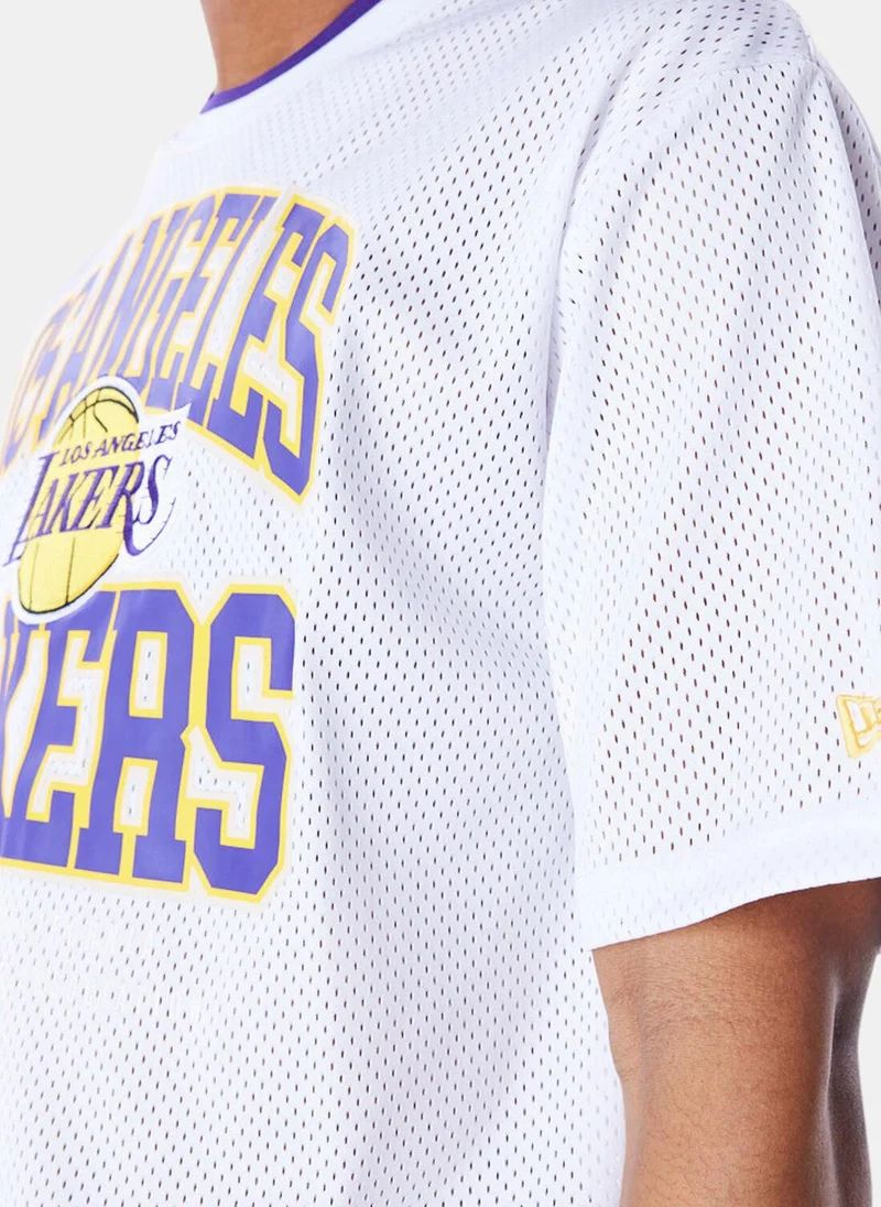 نيو ايرا Men's NBA Los Angeles Lakers Patch Mesh T-Shirt