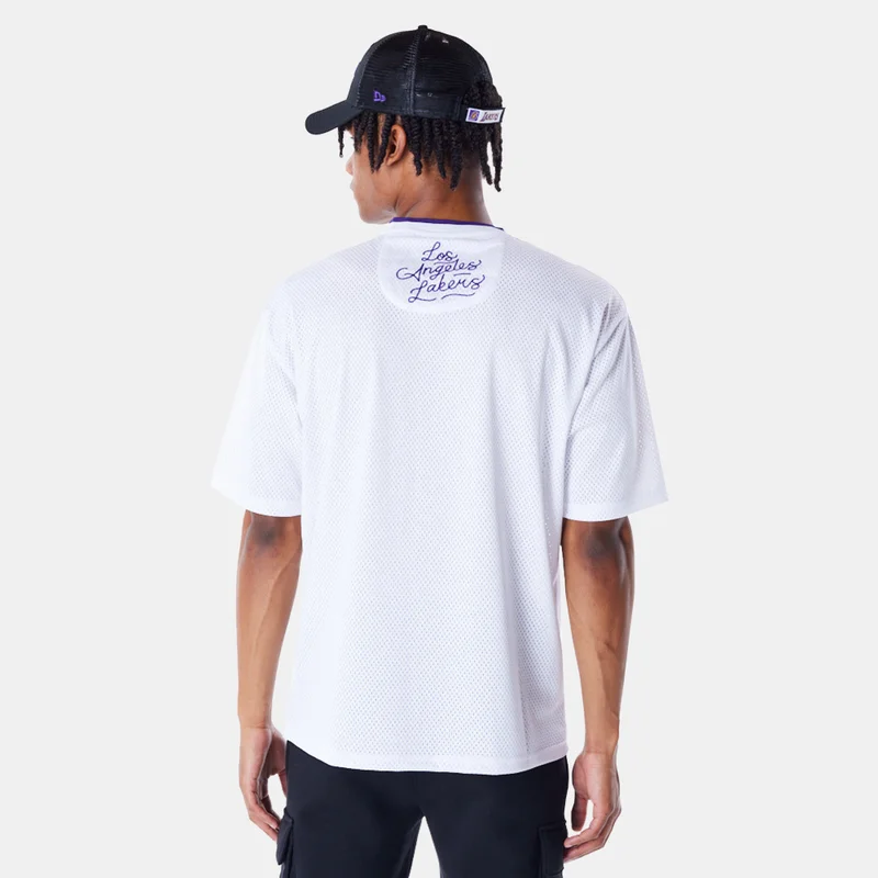 نيو ايرا Men's NBA Los Angeles Lakers Patch Mesh T-Shirt