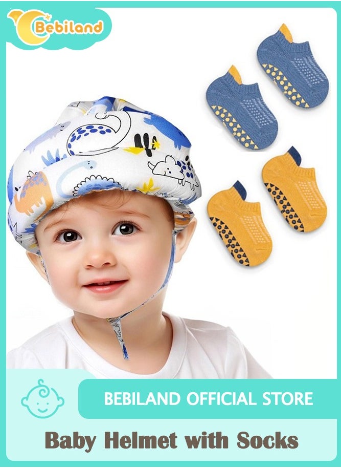Bebiland Baby Helmet with 2 Pair of Socks for Crawling Walking, Baby Head Protector, Head Protection for Infant No Bumps Soft Cushion Toddler Safety Head Guard  - Image 1