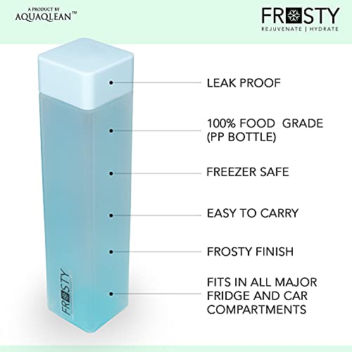 Aquaqlean Frosty Food Grade SQUARE Reusable Plastic Fridge Water Bottle I Gift Set I Leak Proof I BPA Free I Ideal for Gym, Office, Home, Travel, College (Set of 6, Each 1 Ltr, Multi-Colour) - Image 2