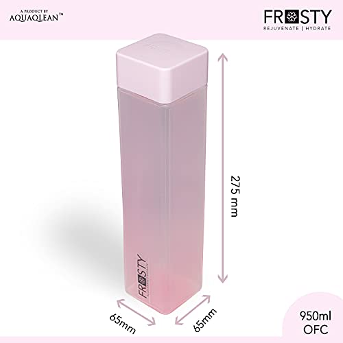 Aquaqlean Frosty Food Grade SQUARE Reusable Plastic Fridge Water Bottle I Gift Set I Leak Proof I BPA Free I Ideal for Gym, Office, Home, Travel, College (Set of 6, Each 1 Ltr, Multi-Colour) - Image 3