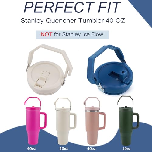Tazanma 2 Pack 40 oz Tumbler Flip Straw Lid Replacement Fit for 40 oz Stanley Quencher, Leak Proof,Handle On Top,Reusable Tumbler Cover Compatible with 40oz Stanley Quencher (Rose Red) - Image 4