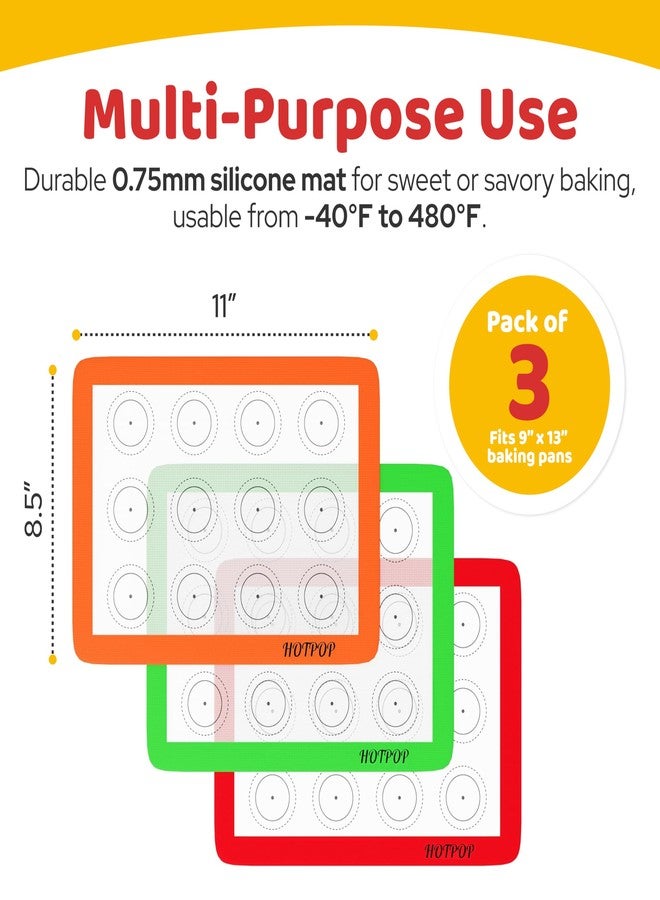 HOTPOP Silicone Baking Mats 0.75mm - Non-Stick Silicone Sheets for Bake Pans and Rolling with Outlines for Pastries - Silicone Baking Sheet - Macaron/Pastry/Cookie/Bun/Bread Making (3 QUARTER SIZE) - Image 2