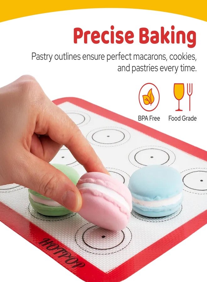 HOTPOP Silicone Baking Mats 0.75mm - Non-Stick Silicone Sheets for Bake Pans and Rolling with Outlines for Pastries - Silicone Baking Sheet - Macaron/Pastry/Cookie/Bun/Bread Making (3 QUARTER SIZE) - Image 4