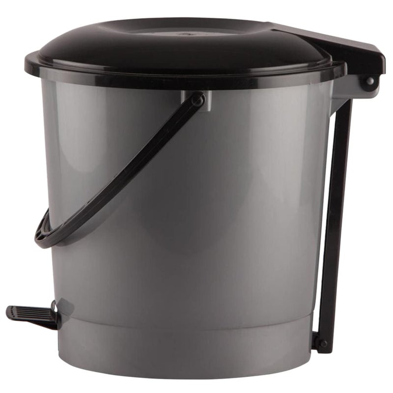 Kuber Industries Plastic Step on Pedal Dustbin With HandleSolid Color Durable Plastic MaterialSize 24 x 24 x 23Capicity 7 Litre Grey47KM0754 - Image 3